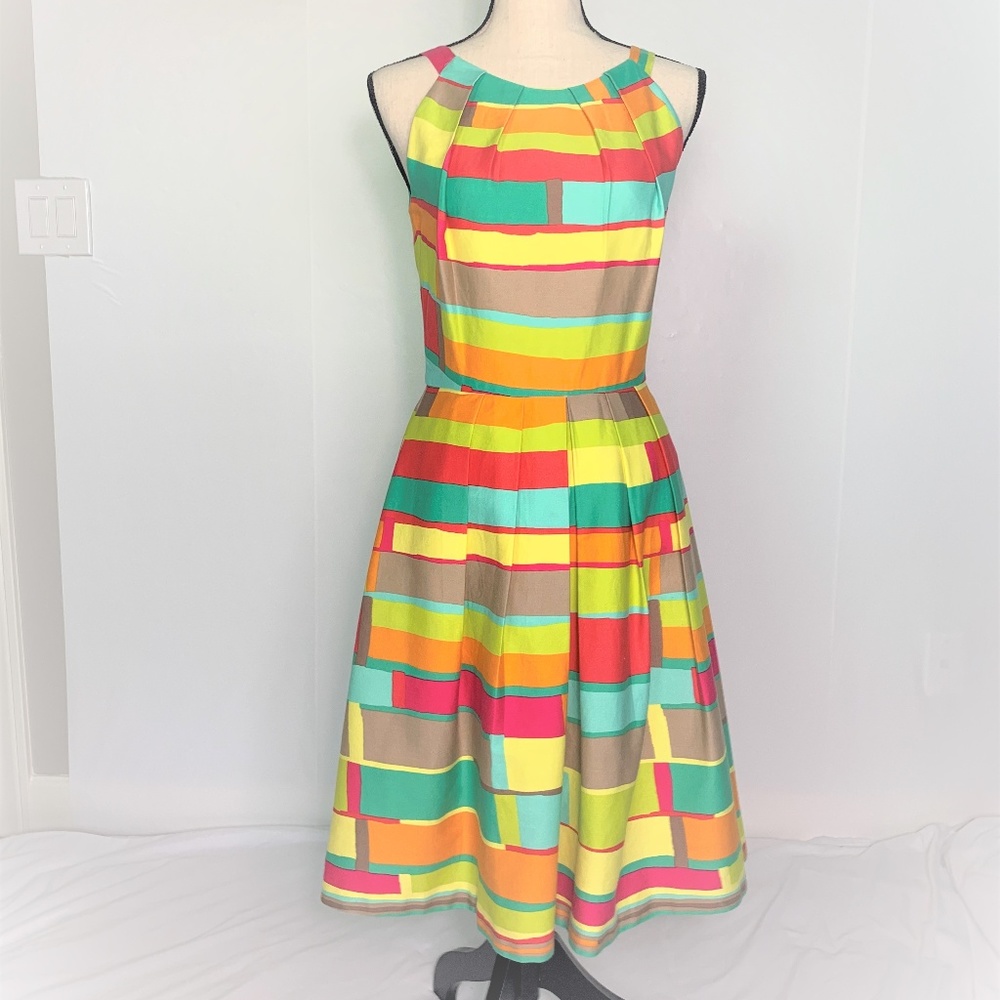 Leslie Fay Color Block Geometric Dress